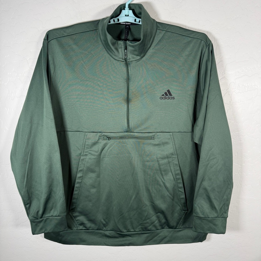 Adidas 1/4 Zip Pullover Mens 3XL Green Training Sweatshirt Activewear Golf